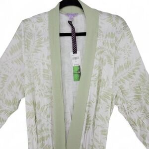 Hale Bob Womens Bamboo Robe XL NWT Green White Print Lounge Sleepwear